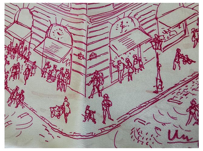 Hermès Carré Gavroche "Un Jardin sur le Toit" di Pierre Dumas Rosa Bianco sporco - vista 10