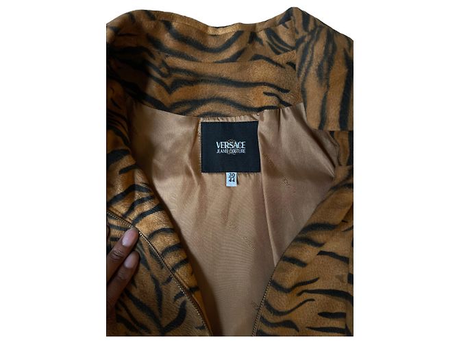 Versace Tiger Pattern Wool Jacket Black S - view 7