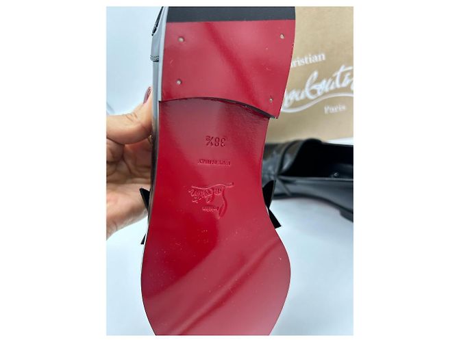 Christian Louboutin Pennie Scarpe stringate in pelle nera Nero - vista 7