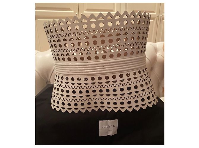 Alaïa Vienne Korsettgürtel Weiß aus Leder - Ansicht 3