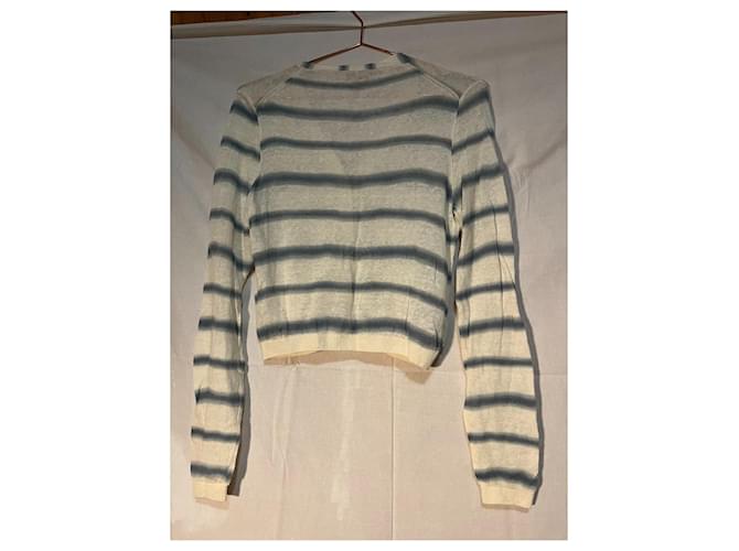 Cárdigan Prada Beige con Rayas Azules Algodón - vista 4