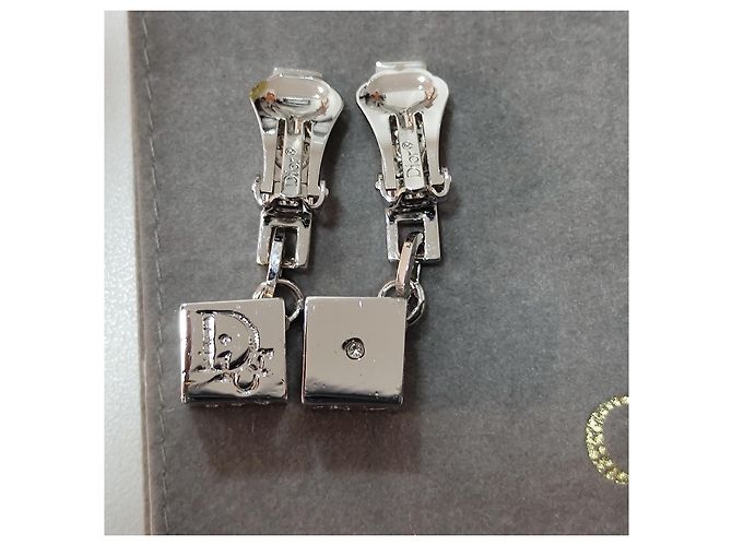 Orecchini Dior in metallo argentato e strass Argento - vista 2