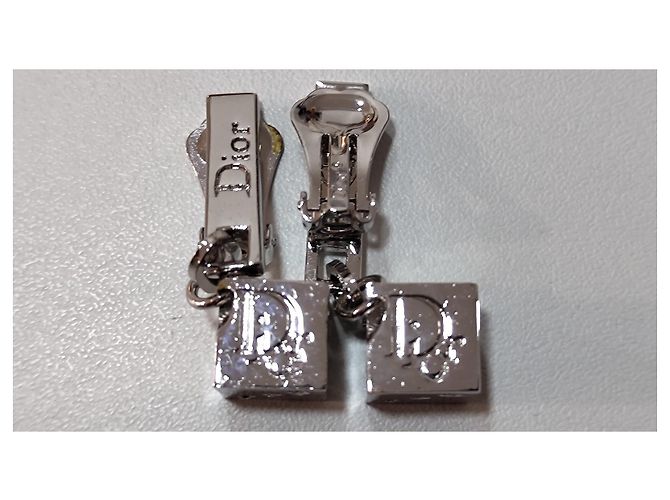Orecchini Dior in metallo argentato e strass Argento - vista 3