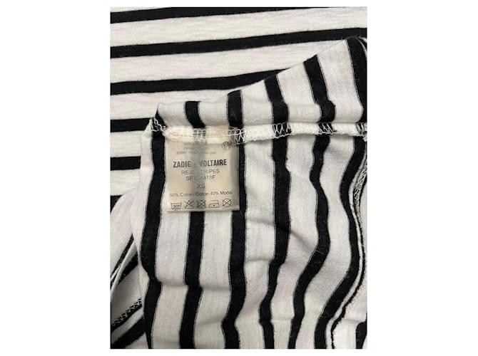 Zadig & Voltaire Pullover schwarz weiß gestreift Baumwolle Modal - Ansicht 3