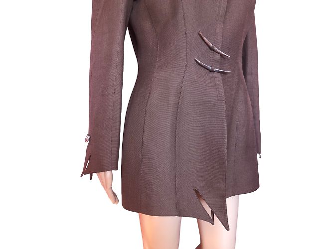 THIERRY MUGLER Jacken T.fr 40 Leinen- Braun - Ansicht 4
