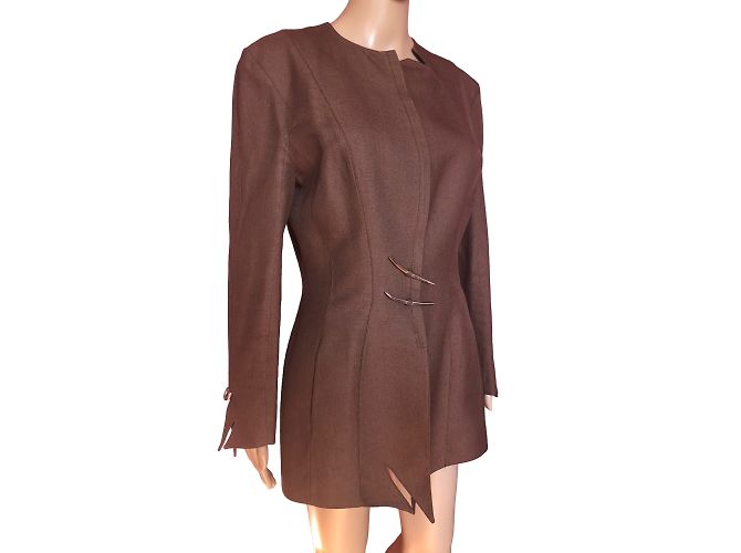 THIERRY MUGLER Jacken T.fr 40 Leinen- Braun - Ansicht 5