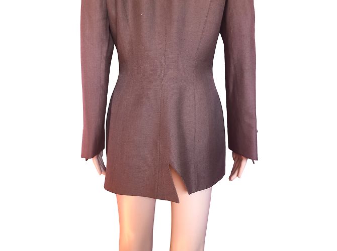 THIERRY MUGLER Jacken T.fr 40 Leinen- Braun - Ansicht 7
