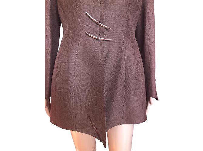 THIERRY MUGLER Jacken T.fr 40 Leinen- Braun - Ansicht 9