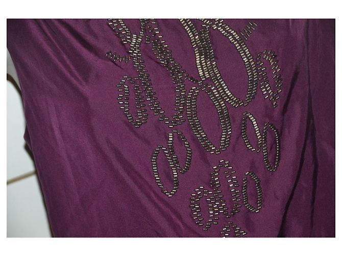 Steffen Schraut Seidenkleid dunkelrot mit Metallapplikationen Bordeaux - Ansicht 3