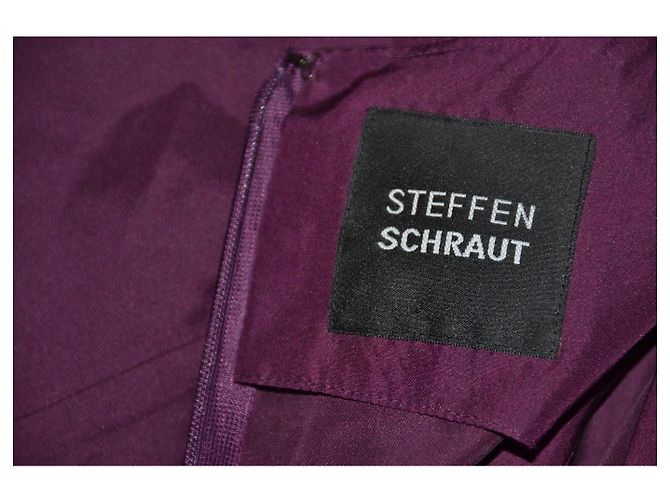 Steffen Schraut Seidenkleid dunkelrot mit Metallapplikationen Bordeaux - Ansicht 4