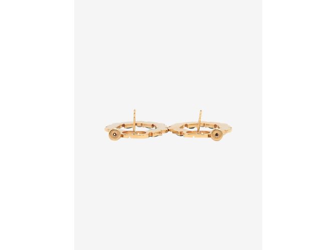 Christian Dior Boucles d'oreilles plaquées or strass et fausses perles - vue 4
