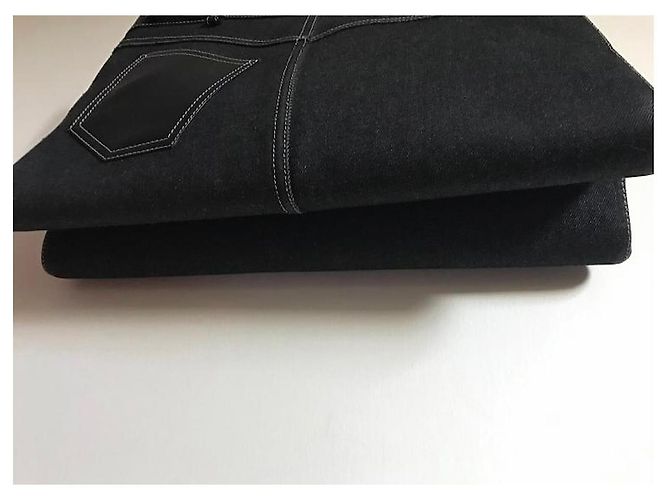 Borsa Dior Pocket in denim e pelle nera Nero - vista 3