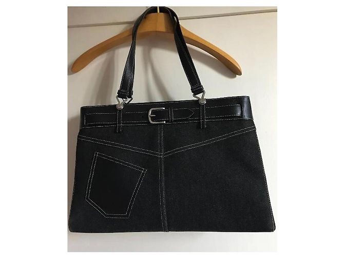 Borsa Dior Pocket in denim e pelle nera Nero - vista 4