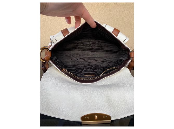 Borsa a mano Prada in pelle bianca Bianco - vista 12