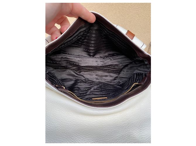 Borsa a mano Prada in pelle bianca Bianco - vista 13