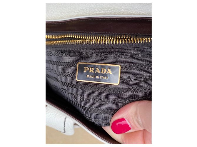 Borsa a mano Prada in pelle bianca Bianco - vista 14