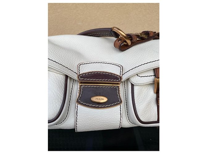 Borsa a mano Prada in pelle bianca Bianco - vista 8