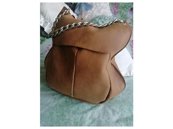 Borsa a mano Orciani in pelle beige - vista 2