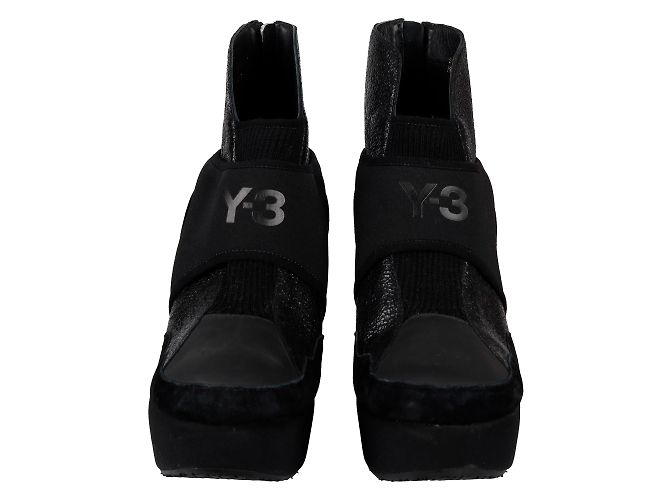 Y3 Stivaletti Y-3 neri in pelle e neoprene Nero - vista 2