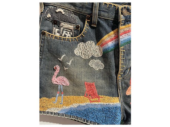 Shorts SAINT LAURENT T.FR 40 Algodón Azul - vista 3