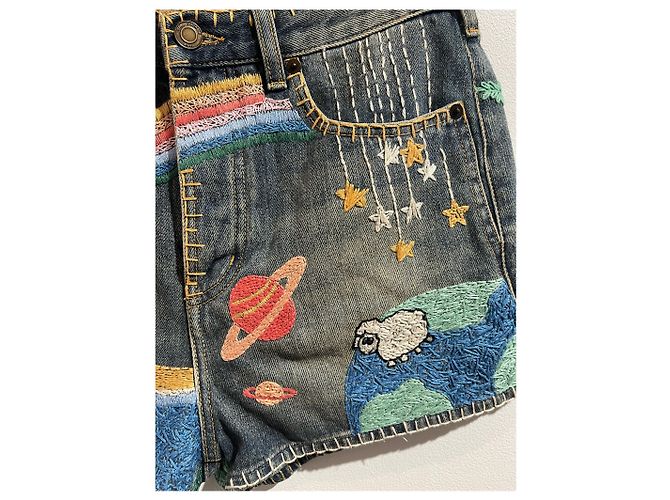 Shorts SAINT LAURENT T.FR 40 Algodón Azul - vista 4