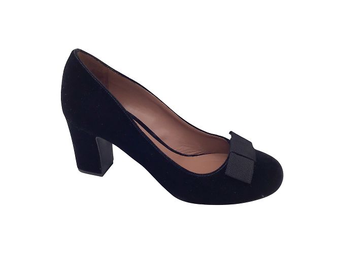 Tabitha Simmons Schwarze Samtpumps mit Ripsband-Schleifendetail - Ansicht 2