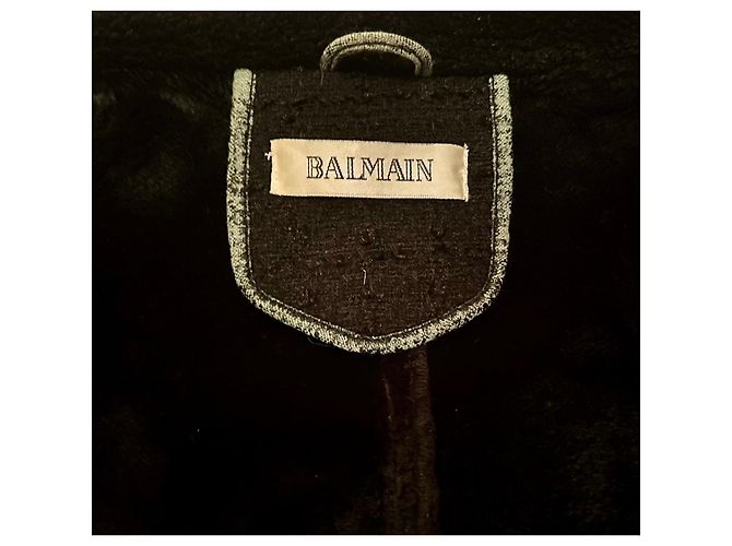 abrigo Balmain, Tweed y piel sintética Negro - vista 2