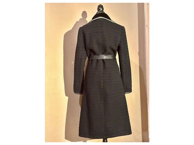 abrigo Balmain, Tweed y piel sintética Negro - vista 3