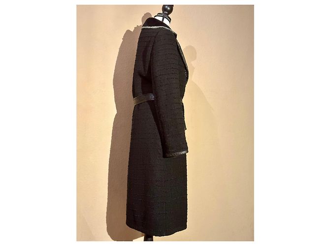 abrigo Balmain, Tweed y piel sintética Negro - vista 7