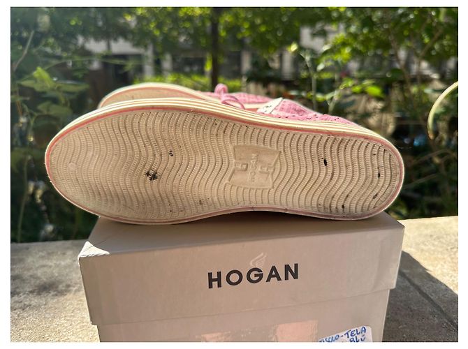 Sneakers Hogan Rebel in pelle bianco e rosa - vista 6