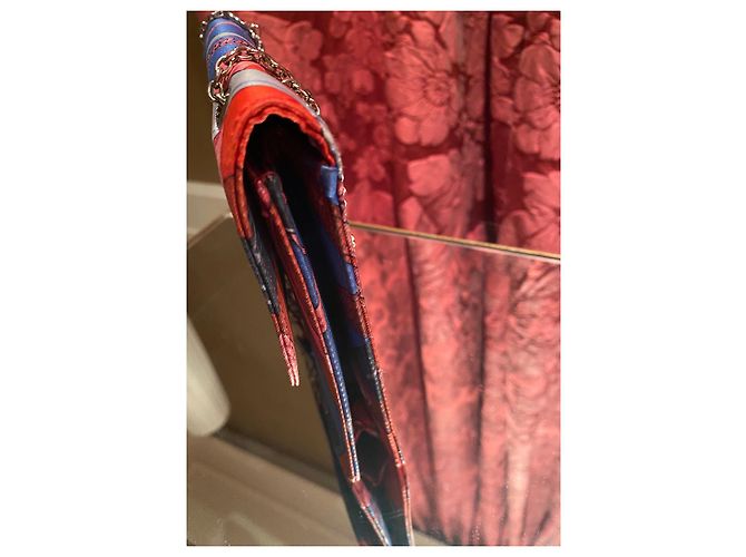 Borsa a mano Hermès Catenina in seta blu Multicolore - vista 4