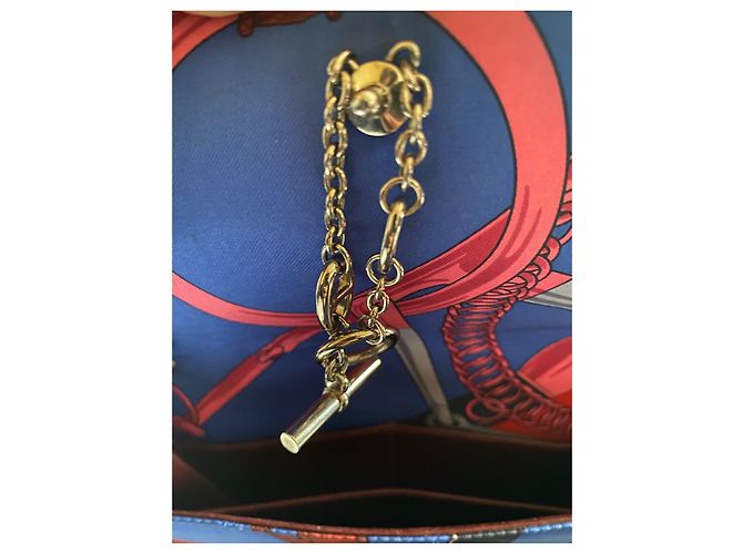 Borsa a mano Hermès Catenina in seta blu Multicolore - vista 6