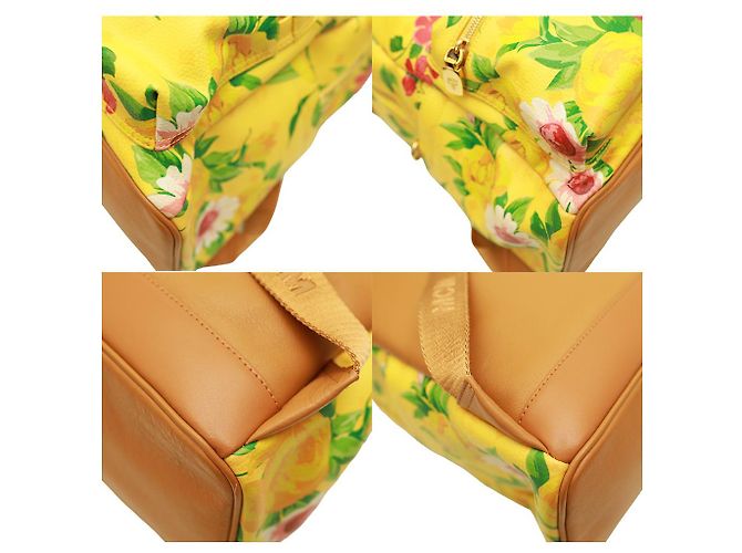 MCM Paradiso Limited Edition 2014 Gelber Visetos-Rucksack aus Canvas-Leder mit Blumenmuster - Ansicht 4
