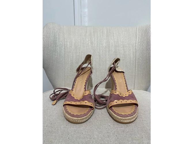 Sandali LOUIS VUITTON T.EU 37.5 Camoscio Rosa - vista 3
