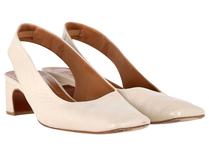 By Far Danielle Slingback-Pumps aus cremefarbenem Leder - Ansicht 3