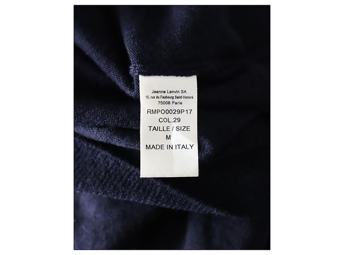 Lanvin Distressed Detail Neckline Jumper In Navy Blue Wool - view 5
