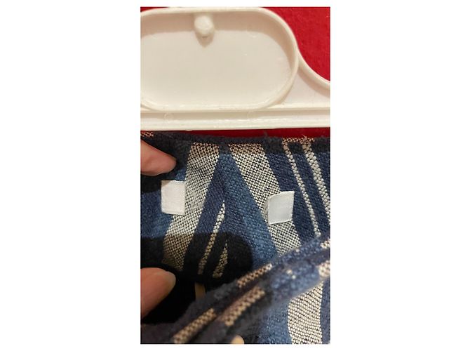 Pantaloni Chloé a righe cotone lino blu ecrù Crudo - vista 3