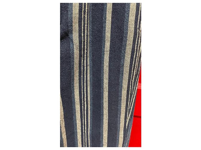 Pantaloni Chloé a righe cotone lino blu ecrù Crudo - vista 4