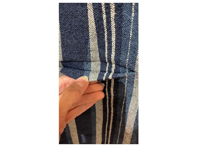 Pantaloni Chloé a righe cotone lino blu ecrù Crudo - vista 5