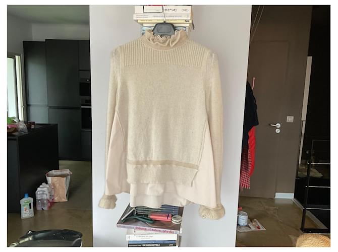 Moncler-Pullover mit Spitzenkragen und Henkeln Aus weiß - Ansicht 2