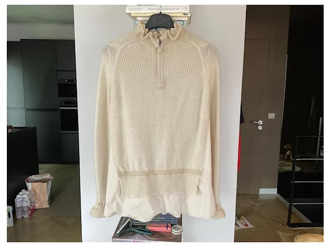 Moncler-Pullover mit Spitzenkragen und Henkeln Aus weiß - Ansicht 3