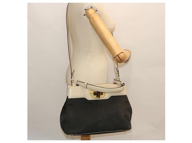 Bulgari Borsa a tracolla BVLGARI Isabella Rossellini in tela 2modo Black Auth bs7634 Nero - vista 23