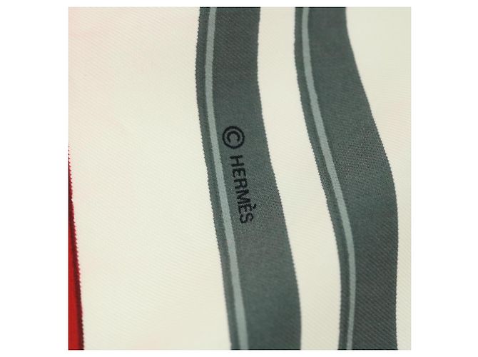 Hermès HERMES CARRE 90 BRIDES de GALA Scarf Silk Red Auth 51348 - view 15