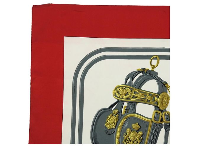Hermès HERMES CARRE 90 BRIDES de GALA Scarf Silk Red Auth 51348 - view 2