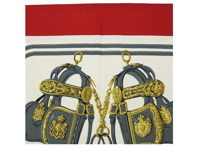 Hermès HERMES CARRE 90 BRIDES de GALA Scarf Silk Red Auth 51348 - view 3