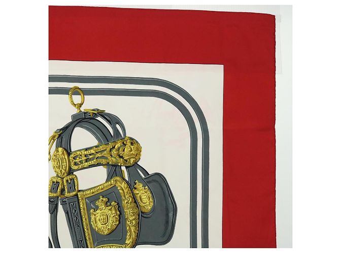 Hermès HERMES CARRE 90 BRIDES de GALA Scarf Silk Red Auth 51348 - view 4