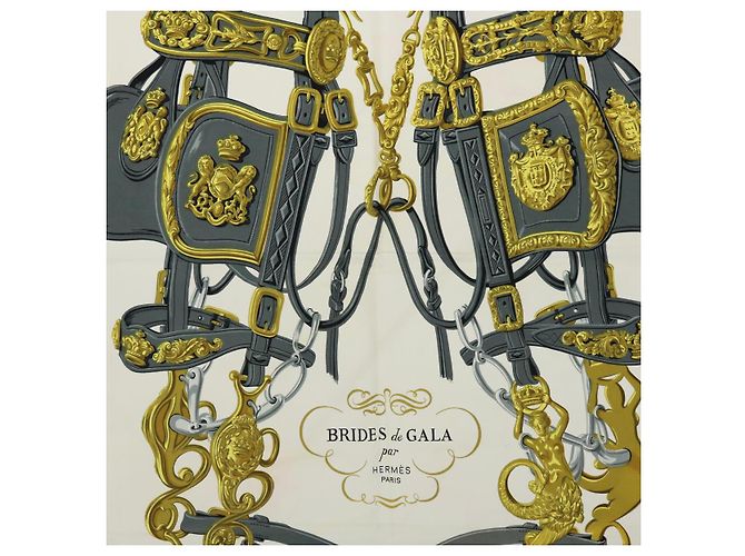 Hermès HERMES CARRE 90 BRIDES de GALA Scarf Silk Red Auth 51348 - view 6