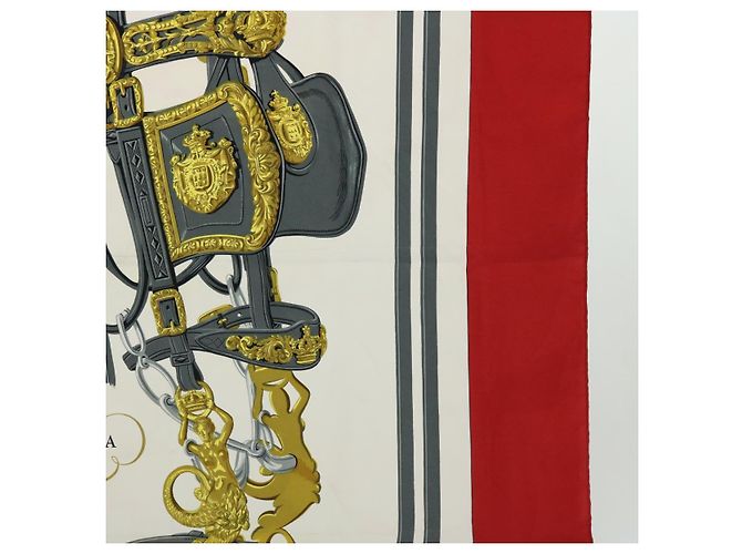 Hermès HERMES CARRE 90 BRIDES de GALA Scarf Silk Red Auth 51348 - view 7