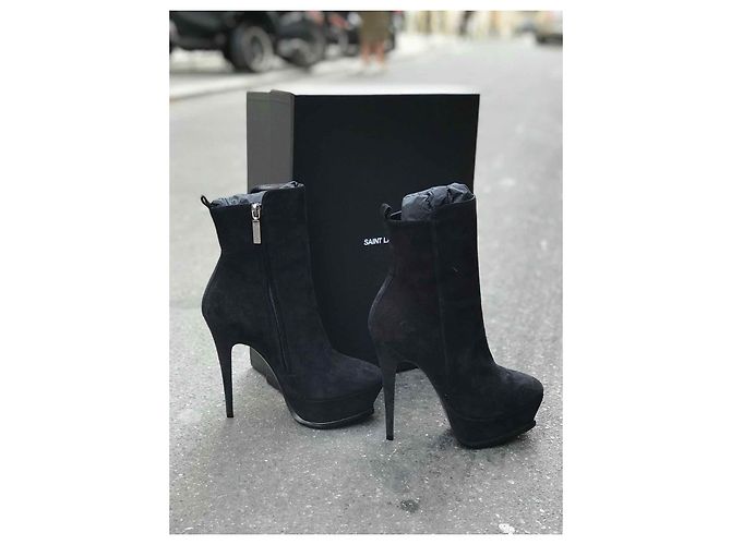 SAINT LAURENT Botines T.EU 37.5 Ante Negro - vista 7