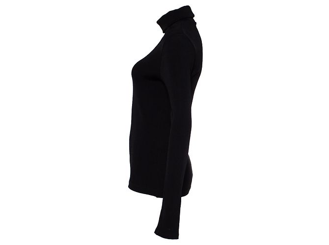 Autre Marque Goldsign, Rollkragenpullover aus schwarzem Rippstrick - Ansicht 3